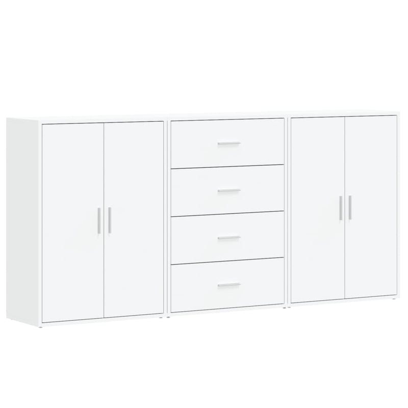 Dressoirs 3 St 60X31X84 Cm Bewerkt Hout Wit