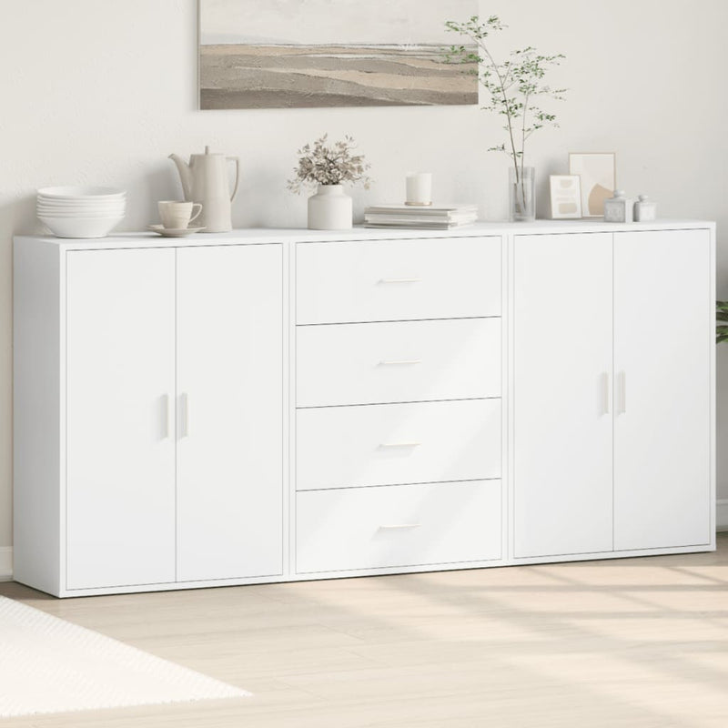 Dressoirs 3 St 60X31X84 Cm Bewerkt Hout Wit