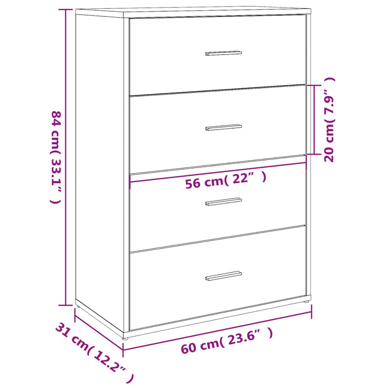 Dressoirs 2 St 60X31X84 Cm Bewerkt Hout Betongrijs