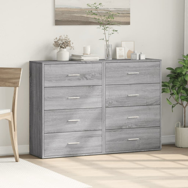 Dressoirs 2 St 60X31X84 Cm Bewerkt Hout Grijs Sonoma Eikenkleur