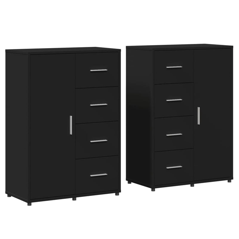 Dressoirs 2 St 60X31X84 Cm Bewerkt Hout Zwart
