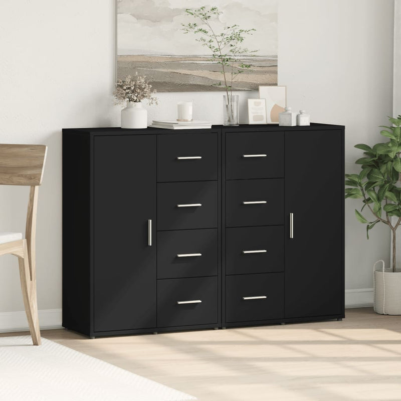 Dressoirs 2 St 60X31X84 Cm Bewerkt Hout Zwart