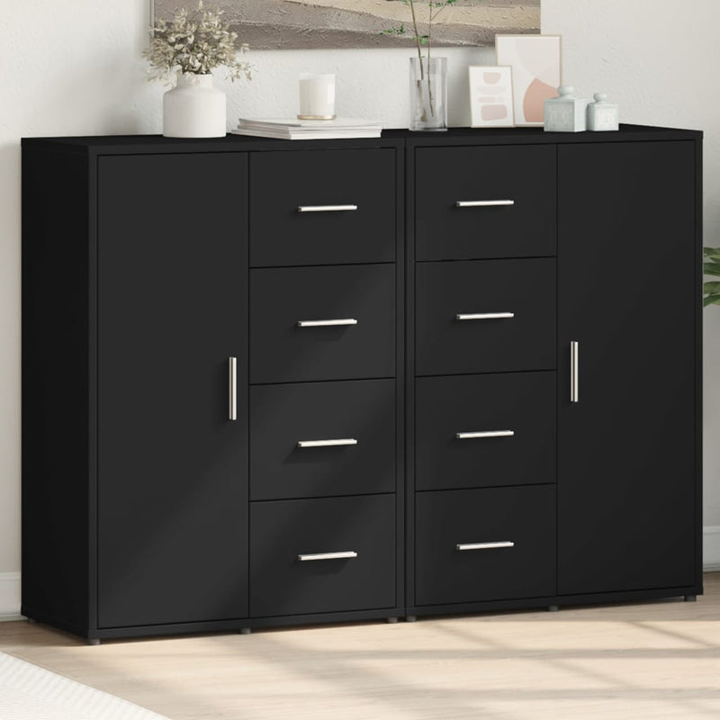 Dressoirs 2 St 60X31X84 Cm Bewerkt Hout Zwart