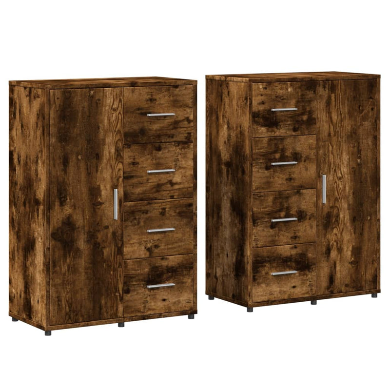 Dressoirs 2 St 60X31X84 Cm Bewerkt Hout Gerookt Eikenkleurig