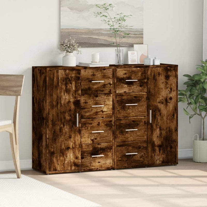 Dressoirs 2 St 60X31X84 Cm Bewerkt Hout Gerookt Eikenkleurig