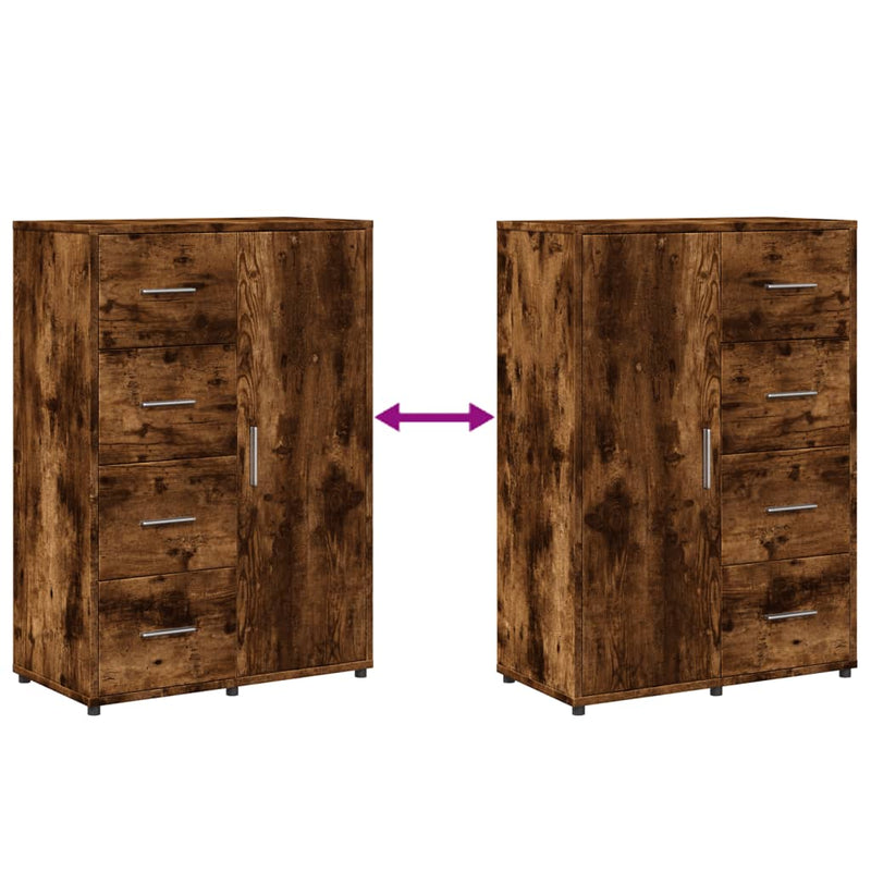 Dressoirs 2 St 60X31X84 Cm Bewerkt Hout Gerookt Eikenkleurig