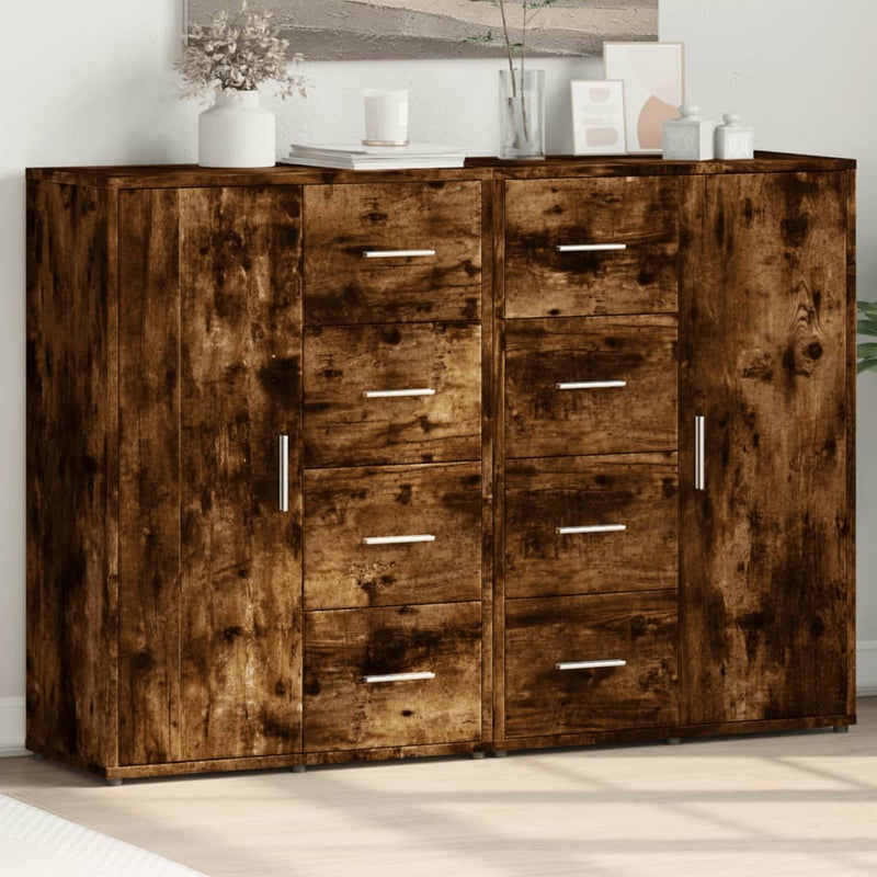 Dressoirs 2 St 60X31X84 Cm Bewerkt Hout Gerookt Eikenkleurig