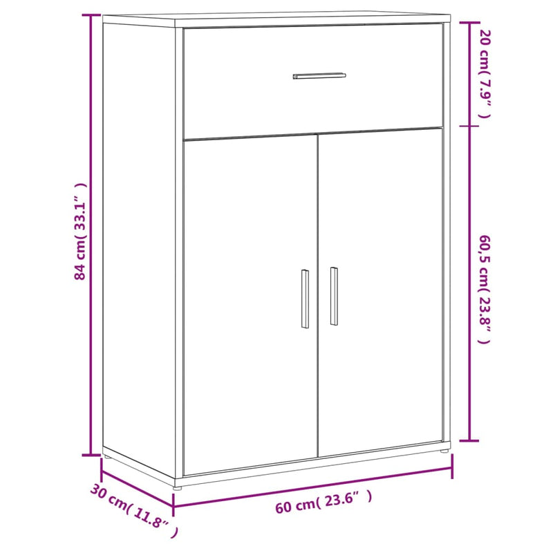 Dressoirs 2 St 60X30X84 Cm Bewerkt Hout Zwart