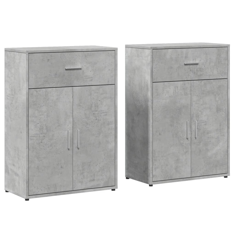 Dressoirs 2 St 60X30X84 Cm Bewerkt Hout Betongrijs