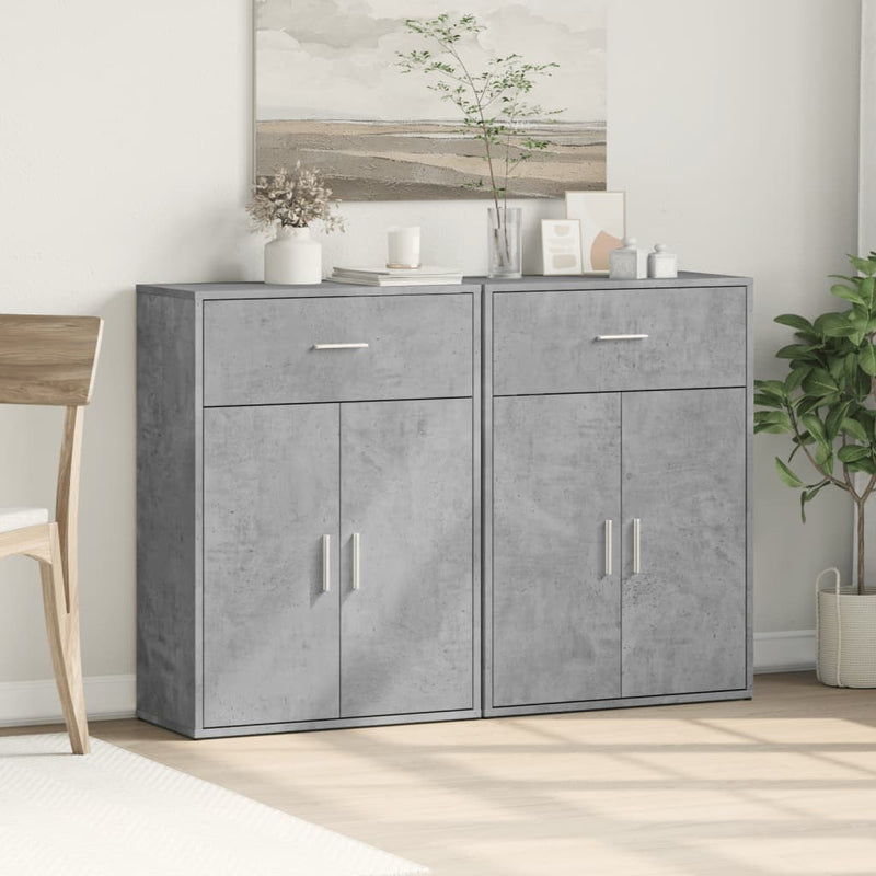 Dressoirs 2 St 60X30X84 Cm Bewerkt Hout Betongrijs