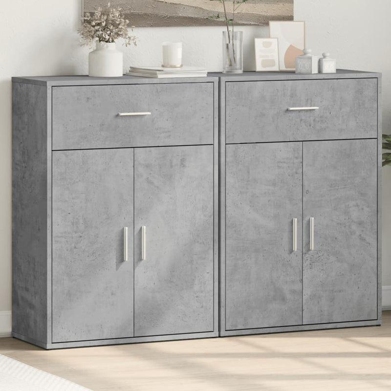 Dressoirs 2 St 60X30X84 Cm Bewerkt Hout Betongrijs