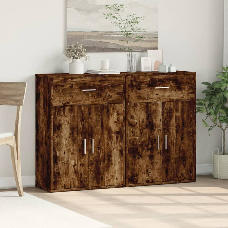 Dressoirs 2 St 60X30X84 Cm Bewerkt Hout Gerookt Eikenkleurig