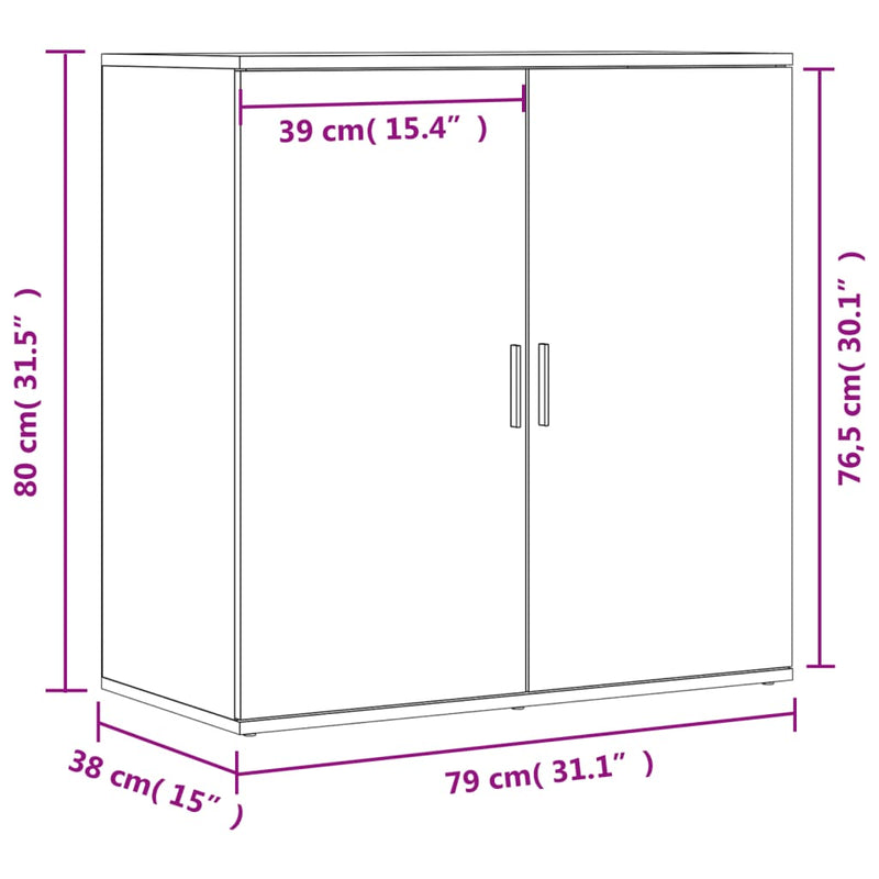 Dressoirs 2 St 79X38X80 Cm Bewerkt Hout Sonoma Eikenkleurig