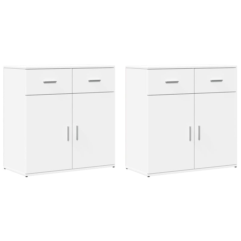 Dressoirs 2 St 79X38X80 Cm Bewerkt Hout Wit