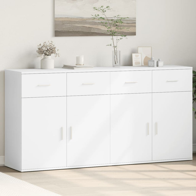 Dressoirs 2 St 79X38X80 Cm Bewerkt Hout Wit
