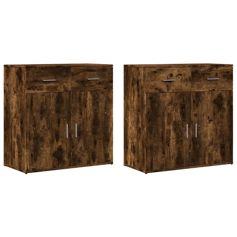 Dressoirs 2 St 79X38X80 Cm Bewerkt Hout Gerookt Eikenkleurig