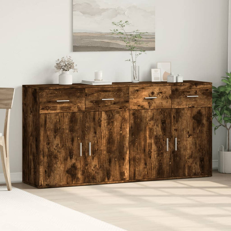 Dressoirs 2 St 79X38X80 Cm Bewerkt Hout Gerookt Eikenkleurig