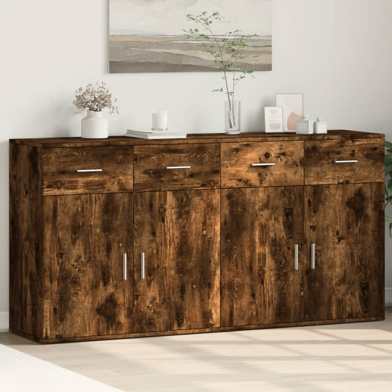 Dressoirs 2 St 79X38X80 Cm Bewerkt Hout Gerookt Eikenkleurig